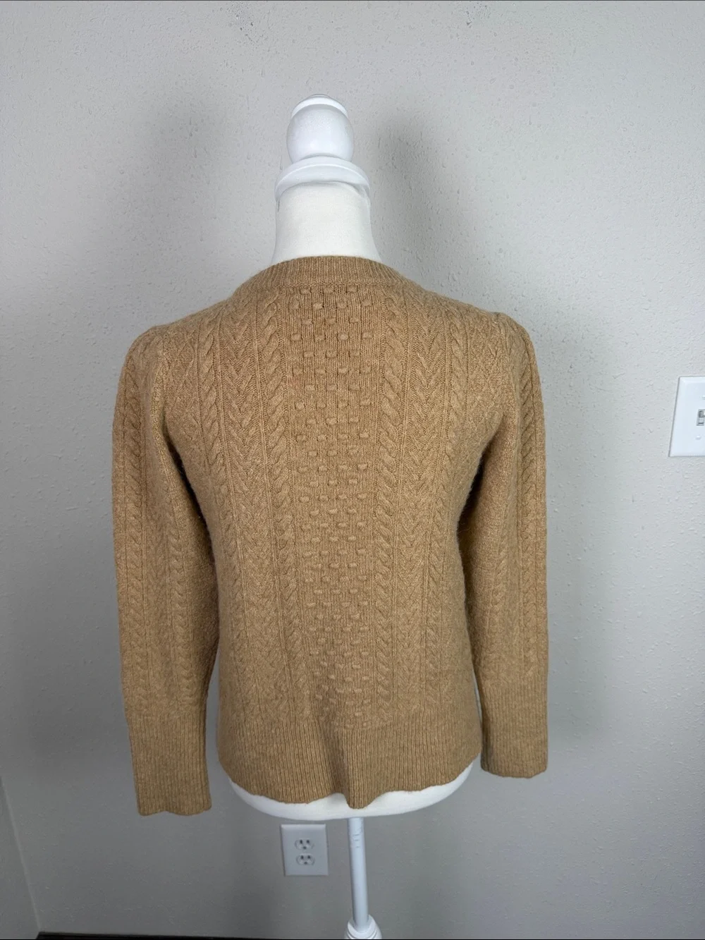 J.Crew Camel Cable Knit Alpaca Merino Wool Blend Sweater Small Preppy Classic